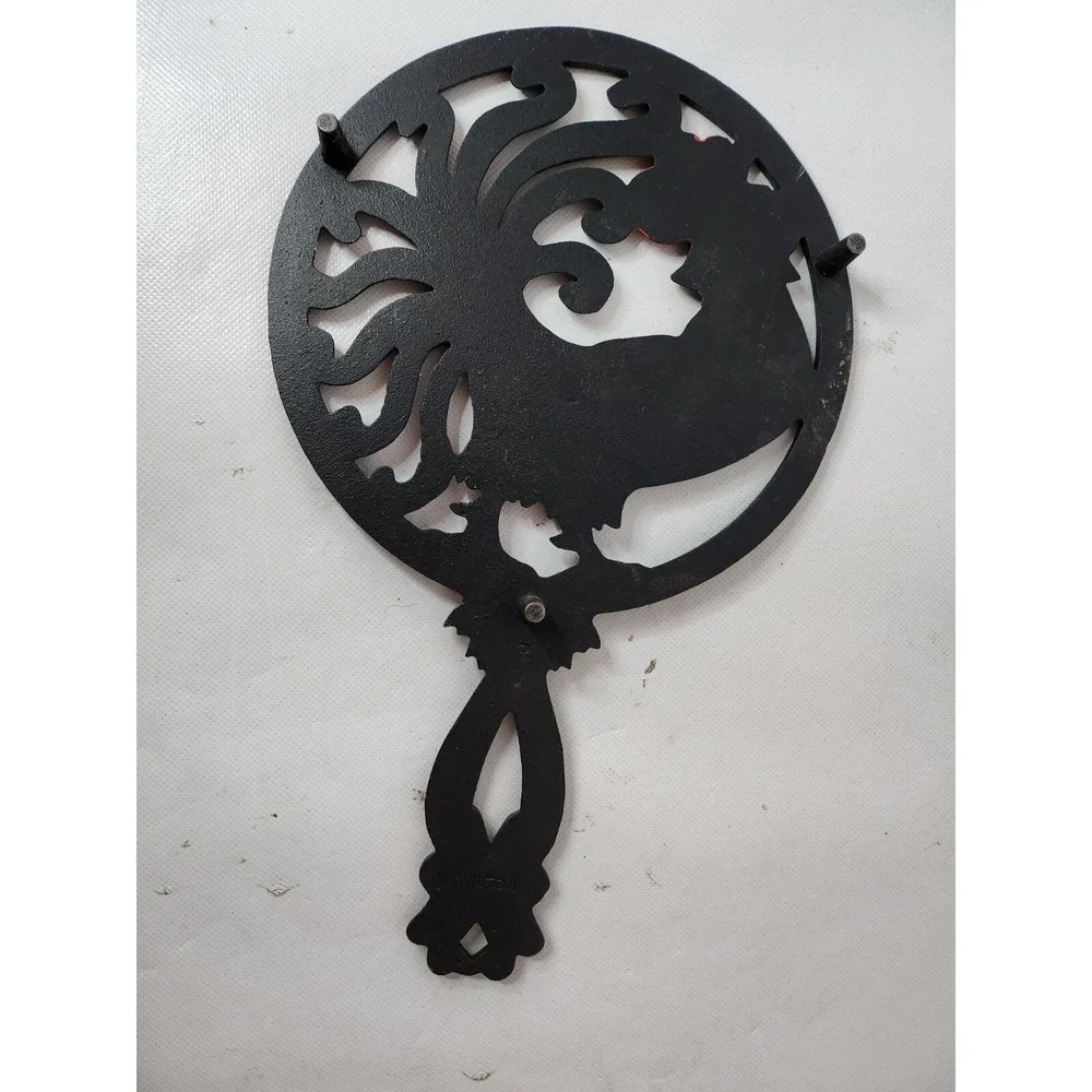 Vintage 50s Wilton Cast Iron Painted Rooster Trivet Hot Plate With Handle MCM